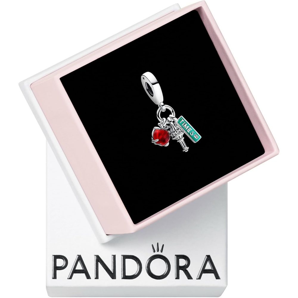 image:imagePANDORA NYC Apple Torch amp Street Sign Triple Dangle Charm Compatible Moments Gift for Her Sterling Silver with Murano Glass amp Enamel With Gift Box