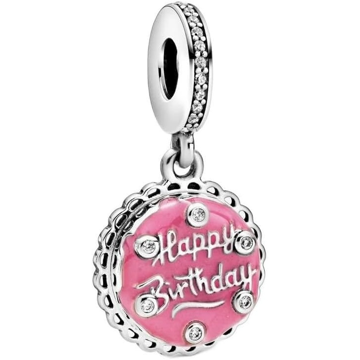 image:imagePANDORA Pink Birthday Cake Dangle Charm Compatible Moments Gift for Her Made with Sterling Silver Cubic Zirconia amp Enamel with Gift Box