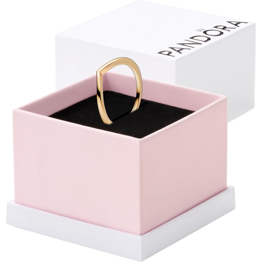 image:imagePANDORA Polished Wishbone Ring Minimalist Chevron Shape Stackable 14k GoldPlated Shine for Women Gift for Her With Box