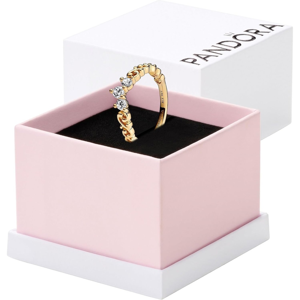 image:imagePANDORA Regal Swirl Tiara Ring 14k Ring for Women Gift for Her Jewelry for Women Shine with Clear Cubic Zirconia With Gift BoxYellow Gold