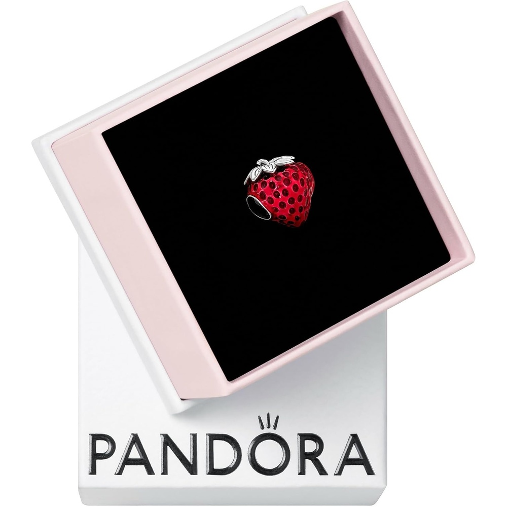 image:imagePANDORA Seeded Strawberry Fruit Charm Compatible PANDORA Moments Gift for Her Sterling Silver amp Enamel With Gift Box