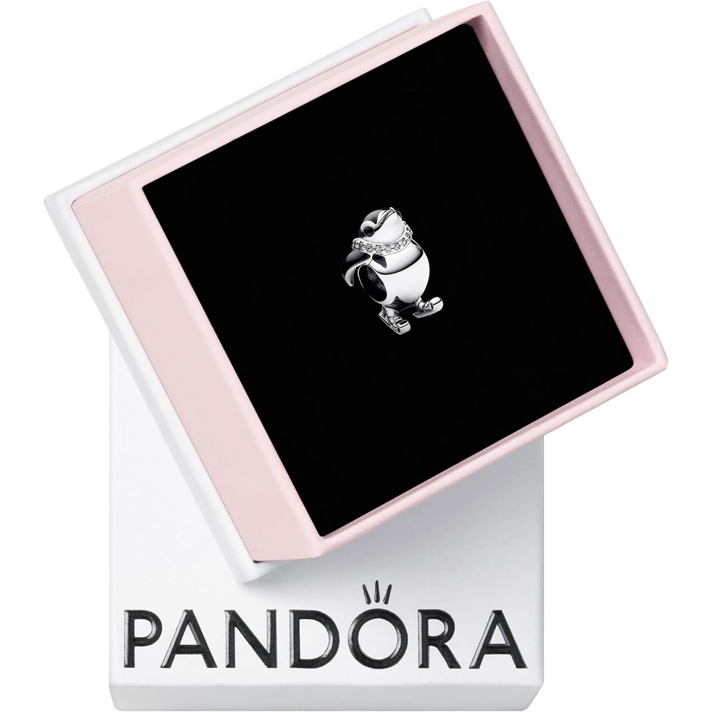image:imagePANDORA Skiing Penguin Charm Gift for Her Compatible Moments Sterling Silver with Cubic Zirconia With Gift Box