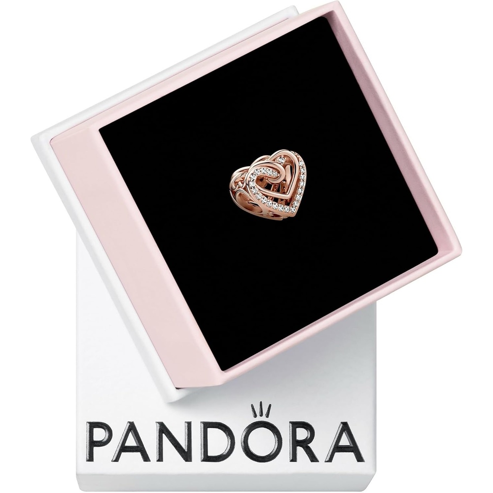 image:imagePANDORA Sparkling Entwined Hearts Charm Gift for Her Compatible Moments Rose with Cubic Zirconia With Gift Box