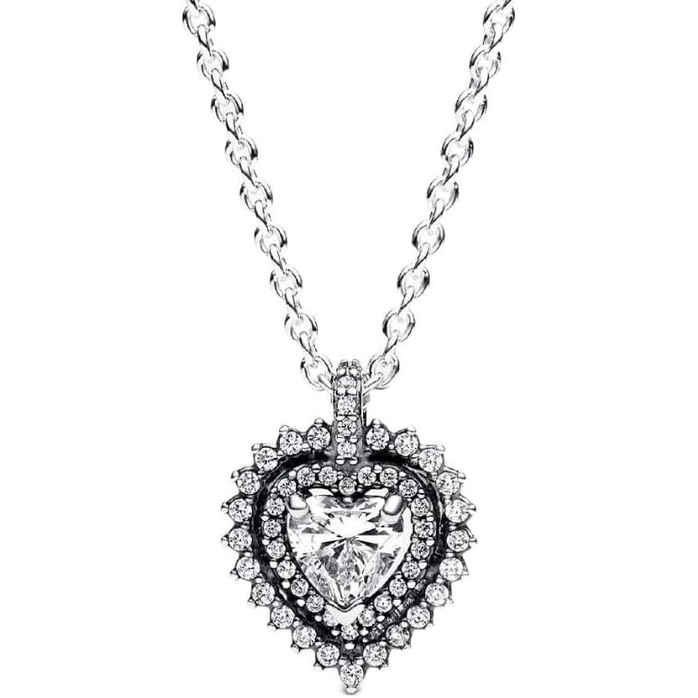image:imagePANDORA Sparkling Heart Halo Pendant Necklace Sterling Silver Necklace with Cubic Zirconia for Women PANDORA Timeless Jewelry Gift for Women Includes Gift Box 177