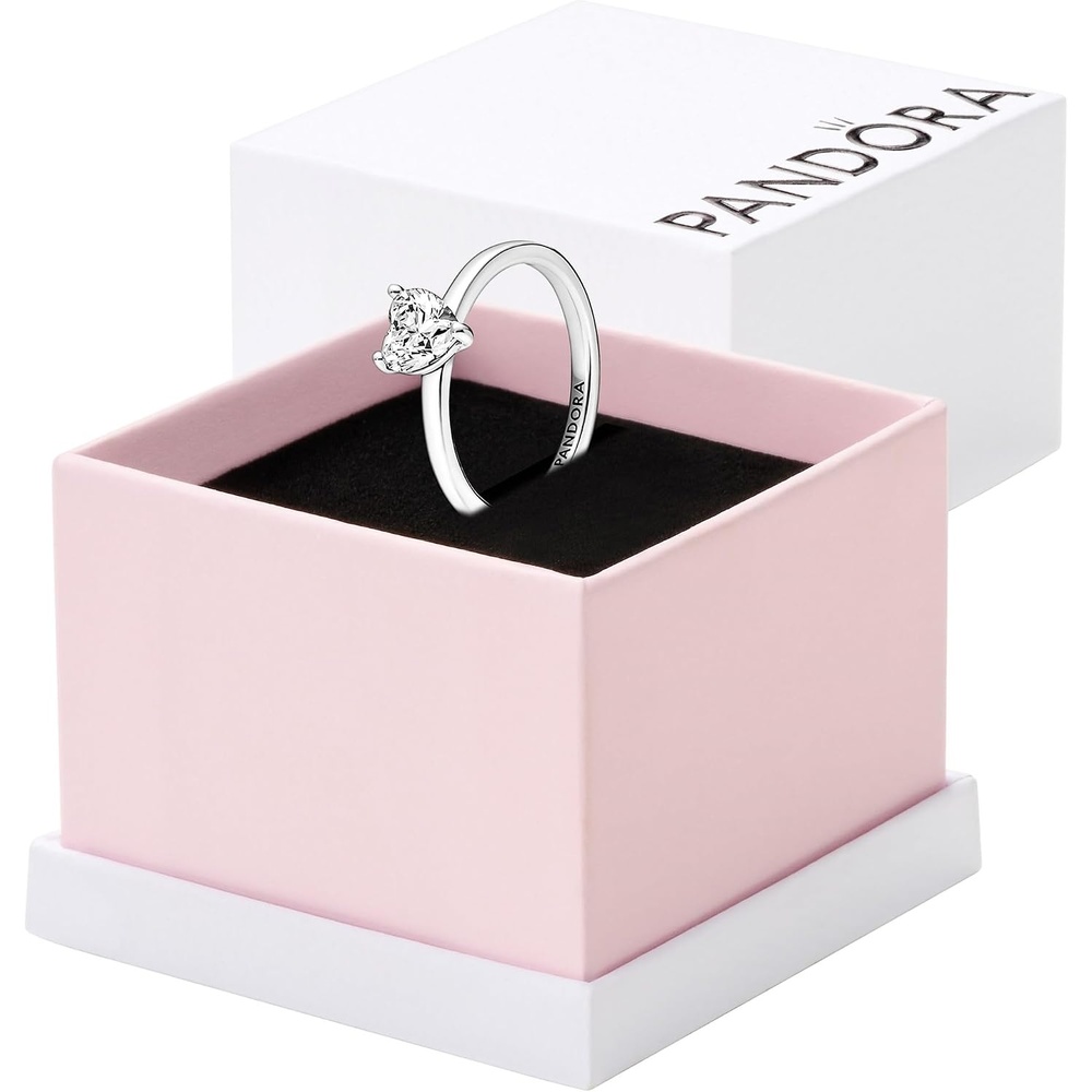 image:imagePANDORA Sparkling Heart Solitaire Ring  Statement or Promise Ring for Women  Layering or Stackable Ring  Gift for Her  Sterling Silver amp Cubic Zirconia  With Gift Box