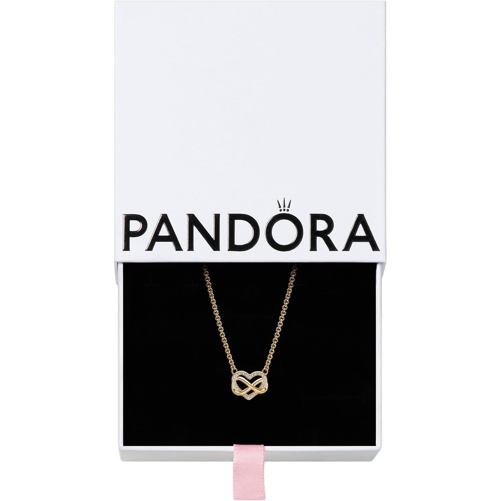 image:imagePANDORA Sparkling Infinity Heart Collier Necklace Gift for Her With Gift Box 19714k goldplated unique metal blend