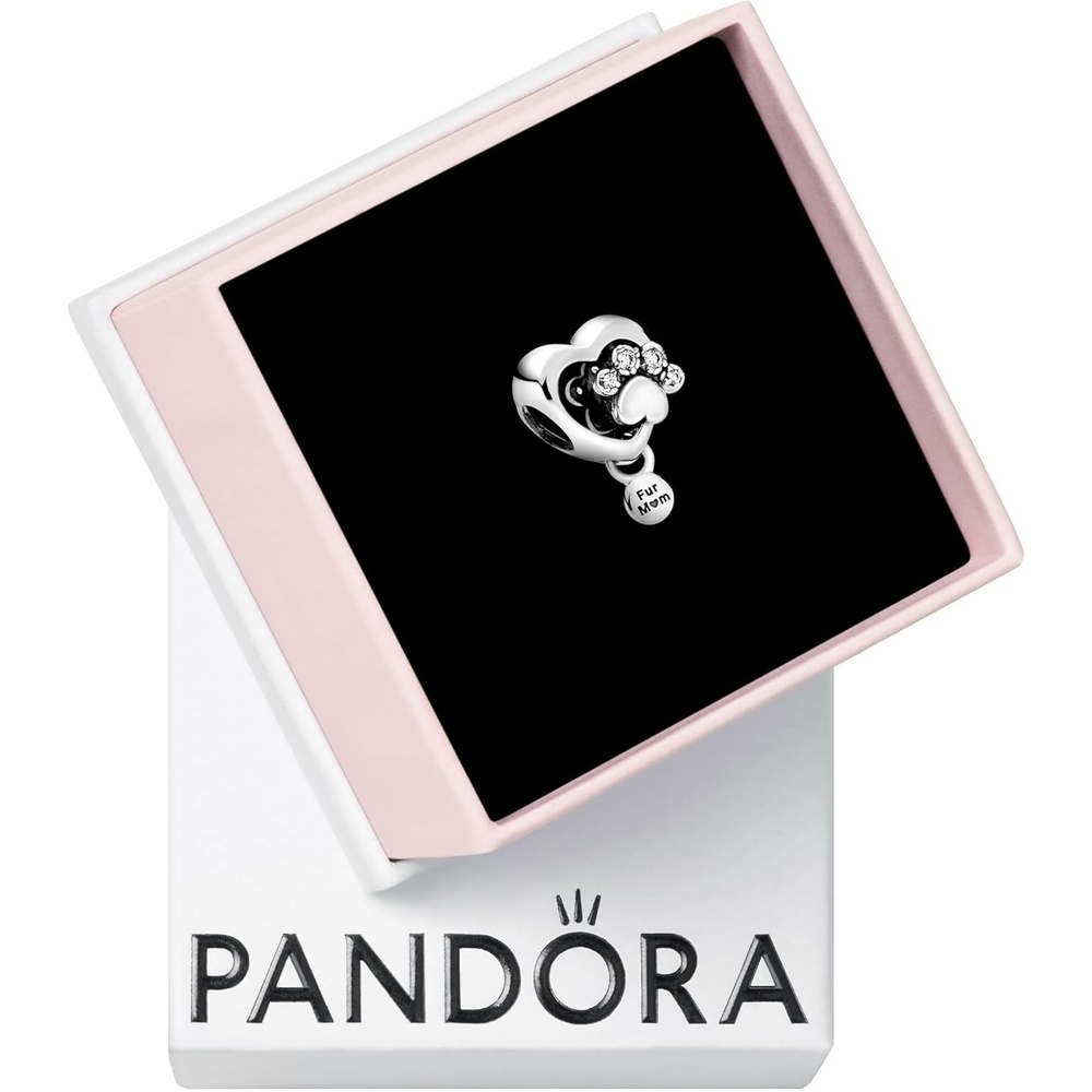 image:imagePANDORA Sparkling Paw Print amp Heart Charm Compatible with PANDORA Moments Jewelry for Women Gift for Her Made with Sterling Silver amp Cubic Zirconia With Gift Box