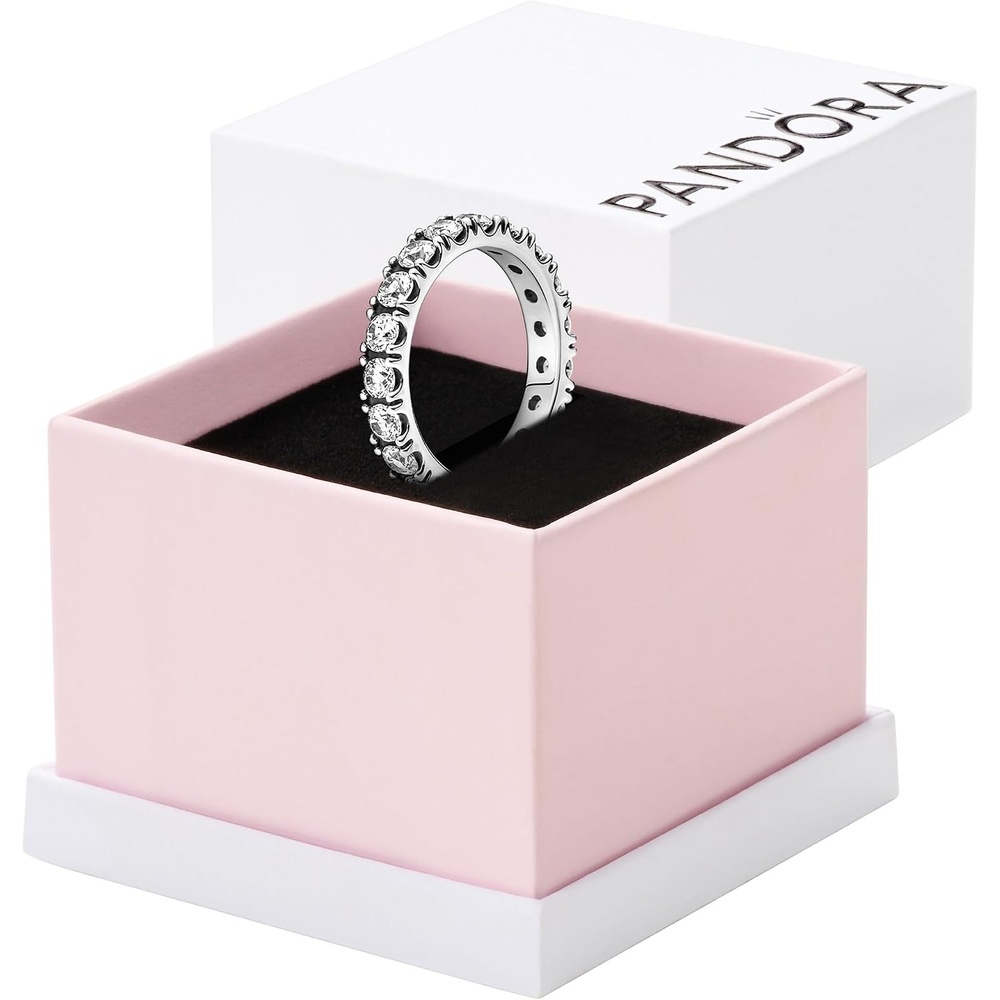 image:imagePANDORA Sparkling Row Eternity Ring Silver Ring for Women Layering or Stackable Ring Gift for Her Sterling Silver with Clear Cubic Zirconia With Gift Box