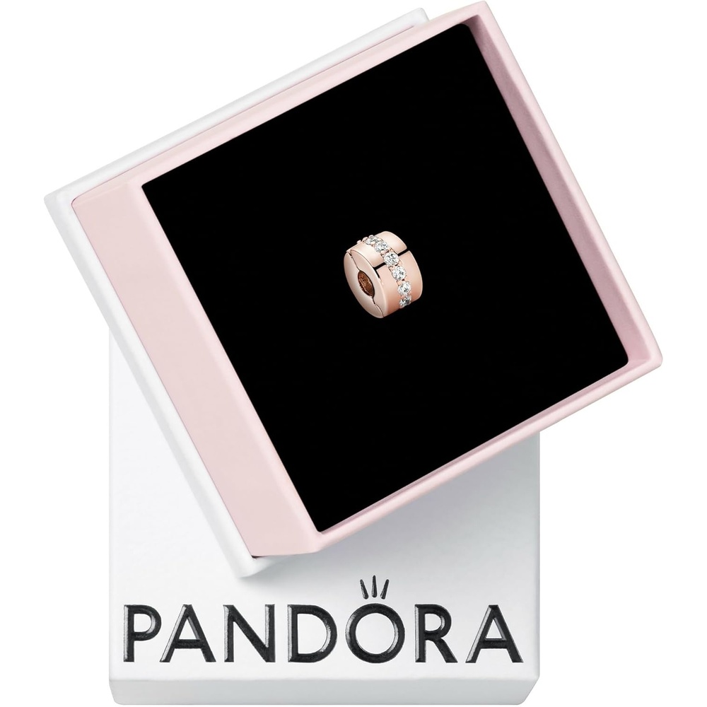 image:imagePANDORA Sparkling Row Spacer Charm Gift for Her Compatible Moments Rose with Cubic Zirconia With Gift Box