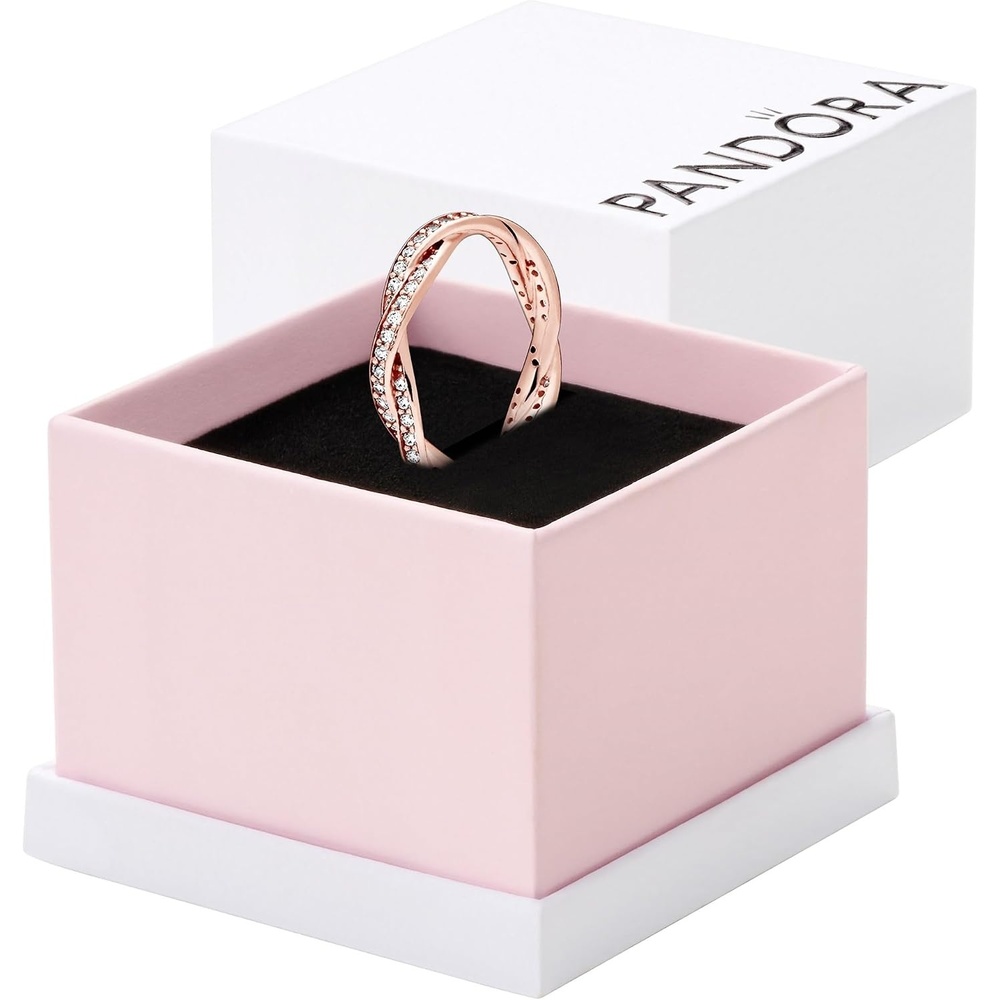 image:imagePANDORA Sparkling Twisted Lines Ring Gift for Her Ring for Women Clear Cubic Zirconia With Gift BoxRose Gold