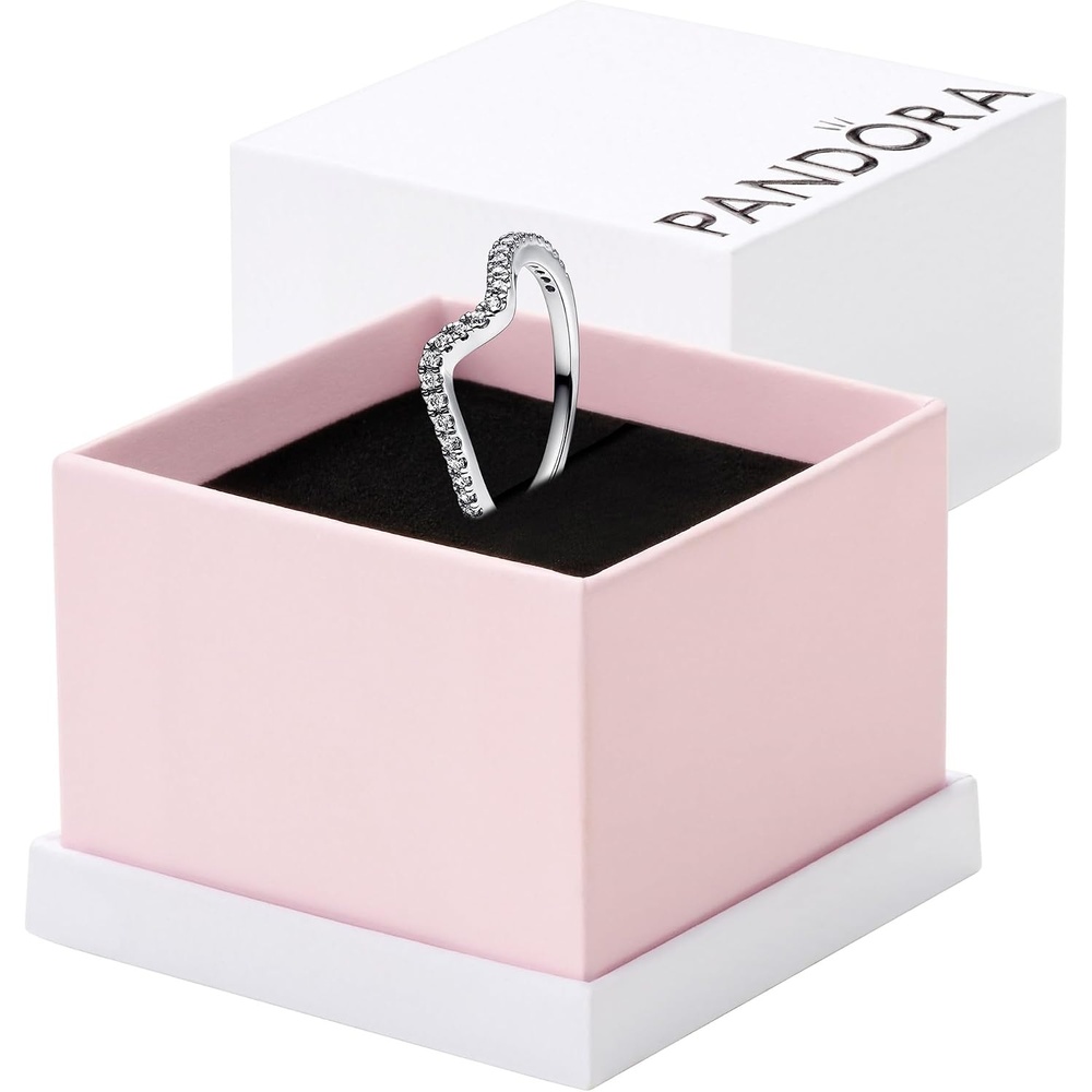 image:imagePANDORA Sparkling Wave Ring Ring for Women Layering or Stackable Ring Gift for Her Sterling Silver with Clear Cubic Zirconia With Gift BoxSterling Silver