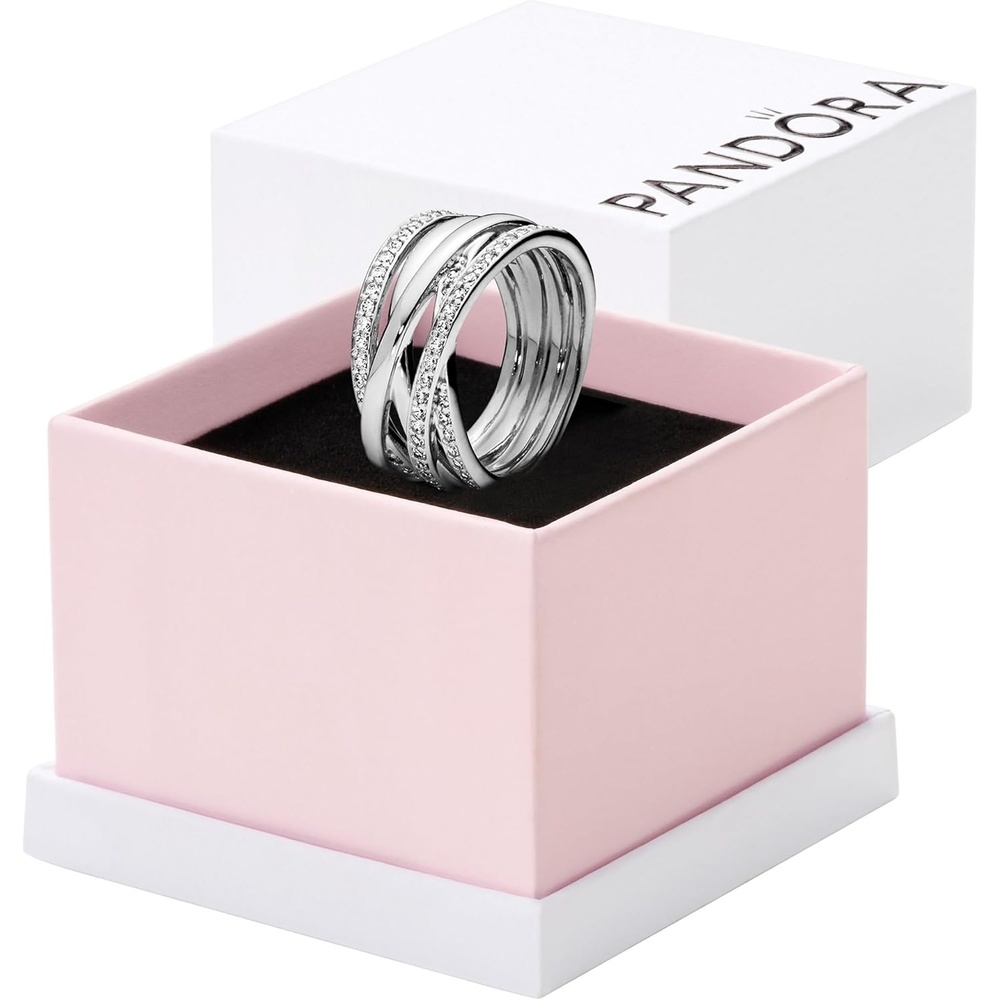 image:imagePANDORA Sparkling amp Polished Lines Entwined Ring Ring for Women Gift for Her Cubic Zirconia With Gift BoxSterling Silver