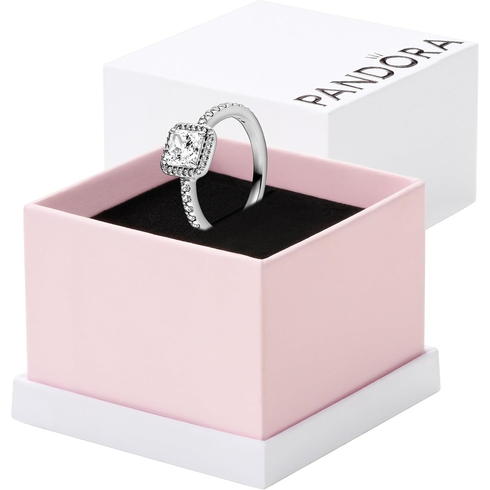 image:imagePANDORA Square Sparkle Halo Ring Ring for Women Layering or Stackable Ring Rose with Clear Cubic Zirconia Gift for Her With Gift BoxSterling Silver