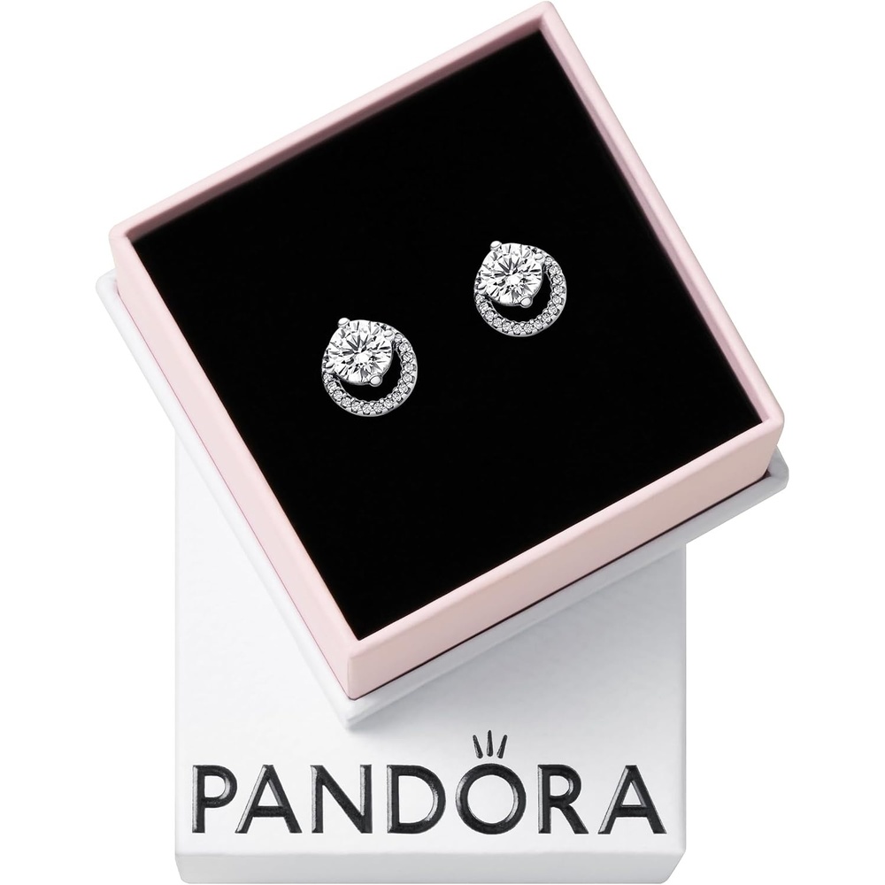 image:imagePANDORA TImeless Sparkling Round Halo Stud Earrings Sterling Silver Earrings with Cubic Zirconia Jewelry for Women Includes Gift Box