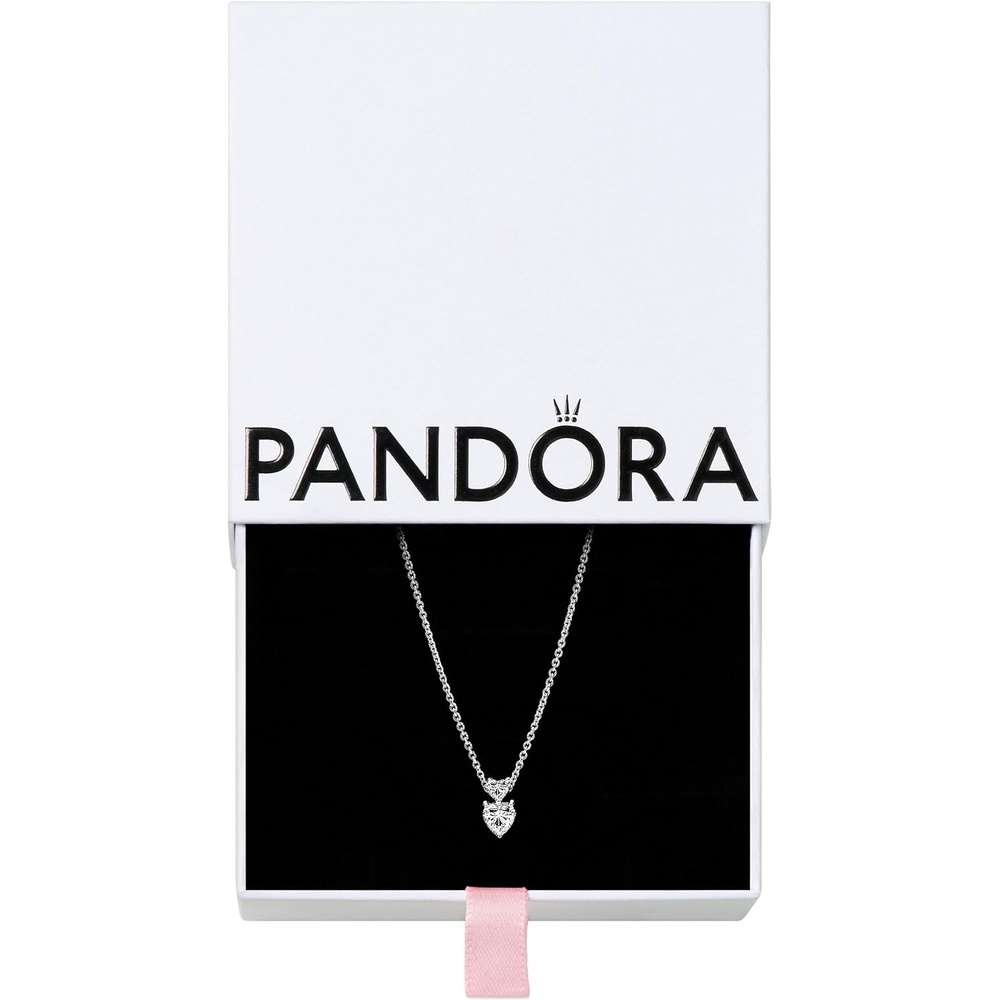 image:imagePANDORA Timeless Double Heart Pendant Sparkling Collier Necklace Adjustable Necklace with Lobster Clasp Gift for Her Sterling Silver amp Cubic Zirconia With Gift Box 177