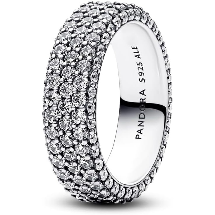 image:imagePANDORA Timeless Pav TripleRow Ring Silver Ring for Women Gift for Her Silver with Clear Cubic Zirconia With Gift Box