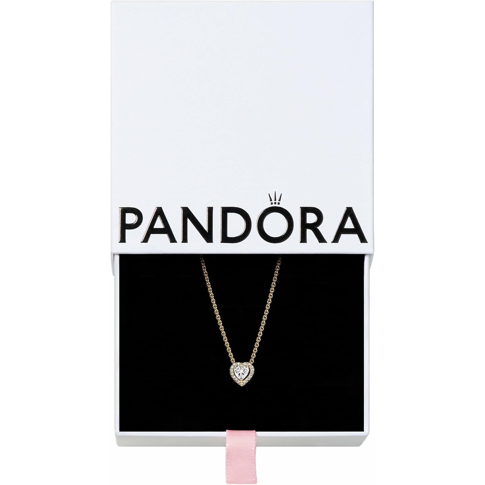 image:imagePANDORA Timeless Sparkling Heart Collier Necklace  14K GoldPlated Necklace with Cubic Zirconia  Jewelry for Women  Includes Gift Box  177