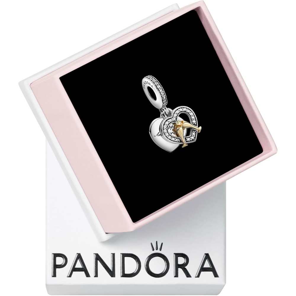 image:imagePANDORA TwoTone Happy Anniversary Dangle Charm Compatible Moments Jewelry for Women Gift for Women Sterling Silver Gold amp Cubic Zirconia With Gift Box