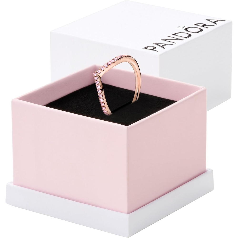 image:imagePANDORA Wish Sparkling Pink Ring  Rose Gold Ring for Women  Layering or Stackable Ring  Gift for Her  14k Rose with Pink Cubic Zirconia  With Gift Box