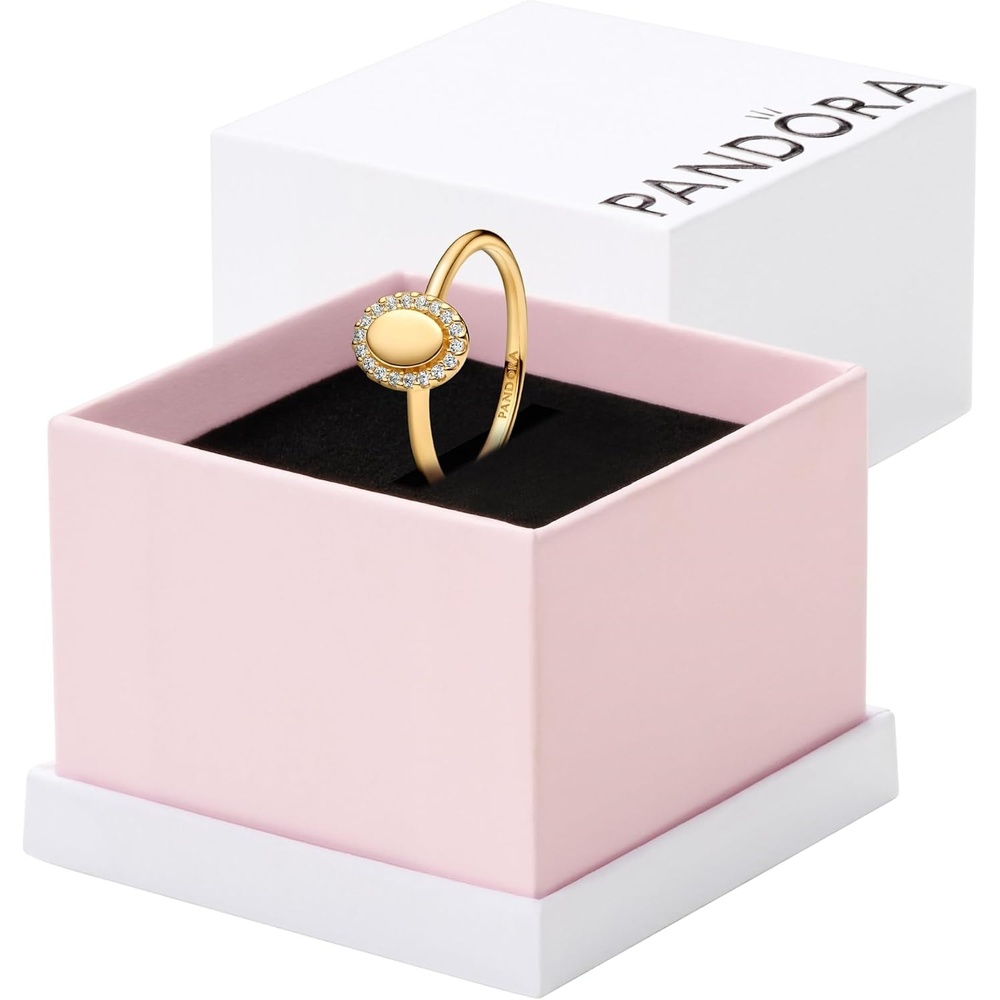 image:imagePANDORAEngravable Oval Halo RingGold platedWith Gift Box