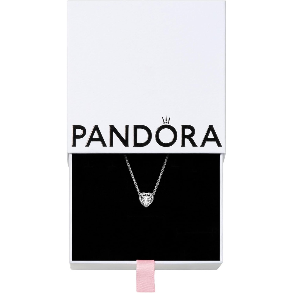 image:imagePandora Jewelry Elevated Heart Cubic Zirconia Necklace in Sterling Silver 177 No Box