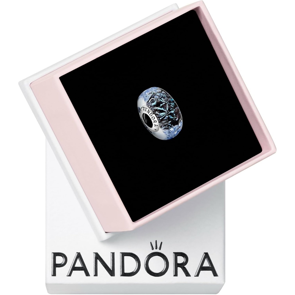 image:imagePandora Wavy Dark Blue Murano Glass Ocean Charm Compatible with PANDORA Moments Jewelry Stunning Jewelry for Women Gift for Her Sterling Silver with Murano Glass with Gift Box