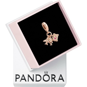 PANDORA Airplane, Globe & Suitcase Triple Dangle Charm – Gift for Her – Compatible Moments Rose Charm – With Gift Box