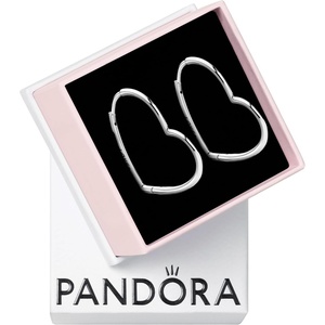 PANDORA Asymmetrical Heart Hoop Earrings – Classic Earrings for Women – Great Gift for Her – Made with Sterling Silver