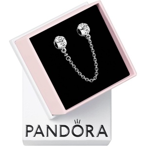 PANDORA Band of Hearts Safety Chain Charm – Compatible with PANDORA Moments – Sterling Silver – Gift for Her – Jewelry for Women with Gift Box