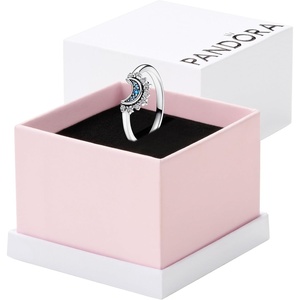 PANDORA Celestial Sparkling Moon Ring – Silver Ring for Women – Layering or Stackable Ring with Crystals – Gift for Her – With Gift Box