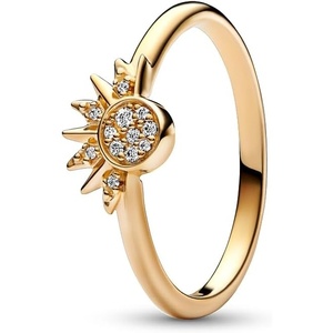 PANDORA Celestial Sparkling Sun Ring Shine 14k Gold-Plated Ring for Women with Cubic Zirconia – Layering or Stackable Ring – Gift for Her – With Gift Box