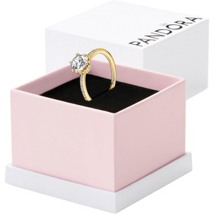 PANDORA Clear Sparkling Crown Solitaire Ring Shine 14k Gold-Plated Ring for Women with Cubic Zirconia – Gift for Her – With Gift Box