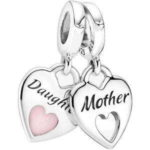 PANDORA Double Heart Split Dangle Charm – Compatible Moments – Jewelry for Women – Gift for Her Made with Sterling Silver & Enamel – With Gift Box