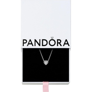 PANDORA Elevated Heart – Gift for Her – Cubic Zirconia Necklace in Sterling Silver – With Gift Box(Clear)