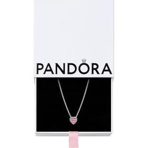 PANDORA Elevated Heart – Gift for Her – Cubic Zirconia Necklace in Sterling Silver – With Gift Box(Rose)