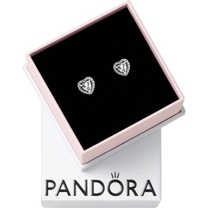 PANDORA Elevated Heart Stud Earrings – Timeless Earrings for Women – Gift for Her – Made with Sterling Silver & Cubic Zirconia – With Gift Box