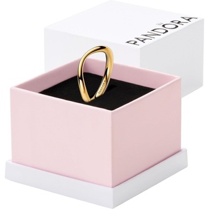 PANDORA Essence Organically Shaped Band Ring – 14k Gold-Plated Ring – Gift for Women – Includes Gift Box(8.5)