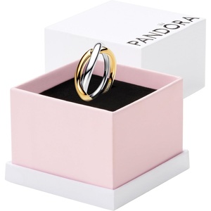 PANDORA Essence Two-tone Entwined Bands Ring – Sterling silver and 14k Gold-Plated Ring – Includes Gift Box(7.5)
