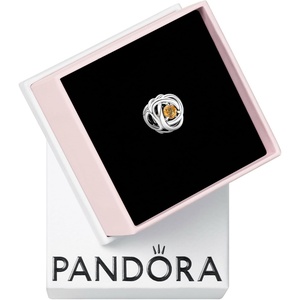 PANDORA Eternity Circle Charm – Compatible Moments – Gift for Her – Made with Sterling Silver and Man-made Crystals – with Gift Box(Honey)