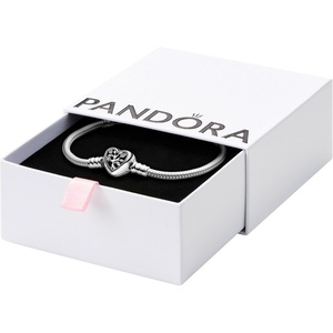 PANDORA Family Tree Heart Clasp Snake Chain Bracelet(Silver)