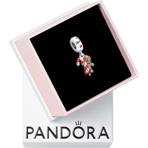PANDORA Gingerbread Man Dangle Charm – Gift for Her – Compatible with PANDORA Moments – Sterling Silver with Enamel – With Gift Box