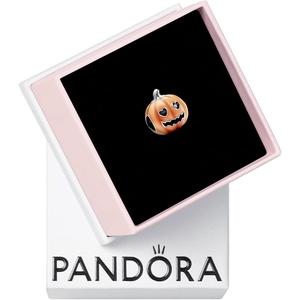 PANDORA Glow-in-the-dark Spooky Pumpkin Charm – Gift for Her – Compatible with PANDORA Moments – Sterling Silver with Enamel – With Gift Box
