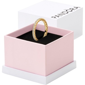 PANDORA Halo Sparkle & Hearts Ring Shine 14k Gold-Plated Ring for Women with Cubic Zirconia – Layering or Stackable Ring – Gift for Her – With Gift Box