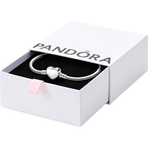 PANDORA Heart Clasp Snake Chain Bracelet – Compatible Moments Charms – Gift for Her Shine – with Gift Box(18.0 Centimeters)