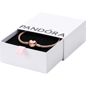 PANDORA Heart Clasp Snake Chain Bracelet – Compatible Moments Charms – Gift for Her Shine – with Gift Box(21.0 Centimeters)