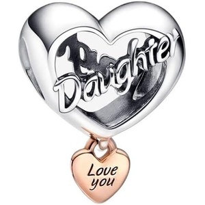 PANDORA Love You Daughter Heart Charm – Bracelet Charm for PANDORA Moments Bracelets – Stunning Women’s Jewelry – Gift for Women in Your Life – 14k Rose Gold & Sterling Silver – With Gift Box