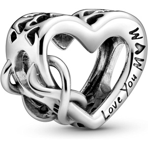 PANDORA Love You Mom Infinity Heart Charm – Compatible Moments Bracelets – Jewelry for Women – Gift for Women in Your Life – Made with Sterling Silver