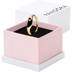 PANDORA Me Halved Enamel Signet Ring – 14k Gold-Plated Ring with Cubic Zirconia & Enamel – Gift for Women – Includes Gift Box(5)