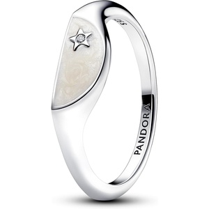 PANDORA Me Halved Enamel Signet Ring – Sterling SIlver Ring with Cubic Zirconia & Enamel – Includes Gift Box(54)