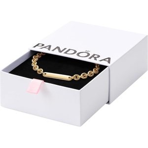 PANDORA Moment Engravable Bar Link Bracelet – Includes Gift Box(Gold)